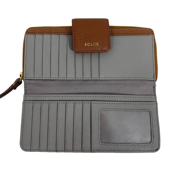 FOSSIL Madison zip clutch wristlet Leather wallet PATCHWORK - Picture 5 of 10